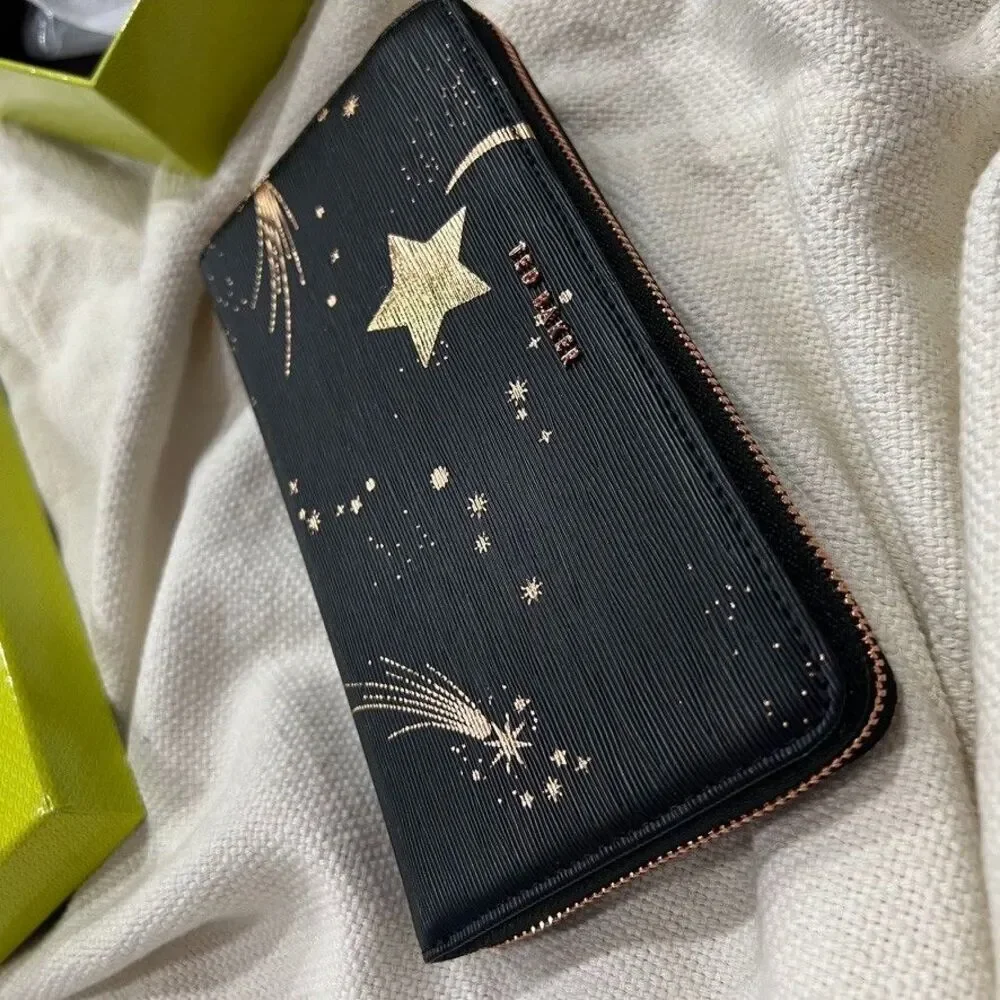 Ted Baker London Palome Moonstone Zip Wallet Star Moon Celestial NEW